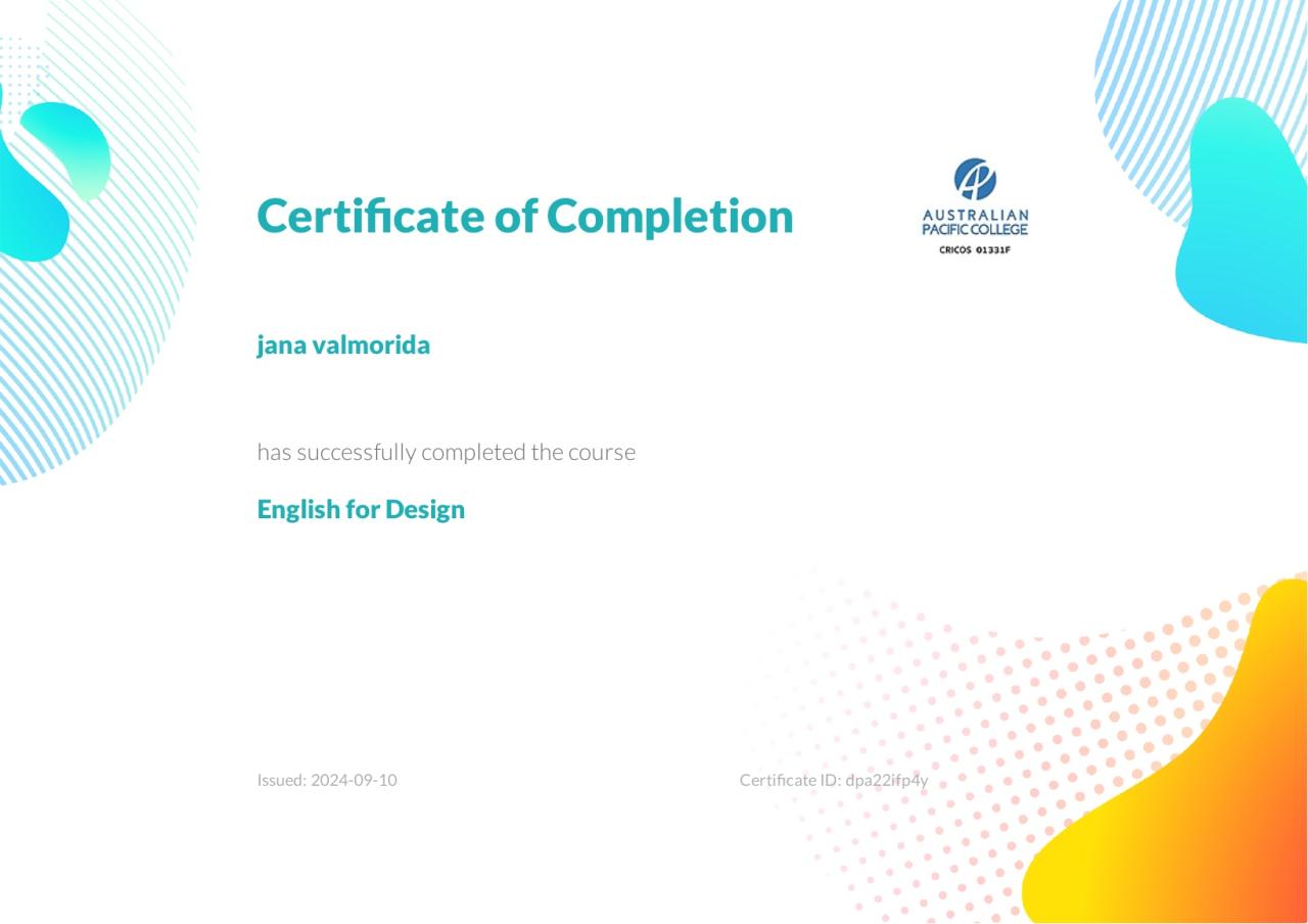 English for Design Certificate